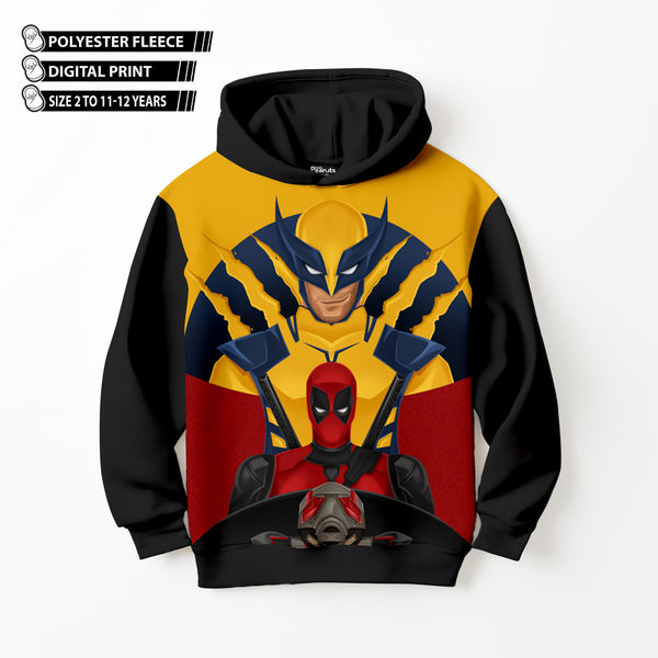 DIGITAL POLYESTER HOODIE - DEADPOOL AND WOLVERINE FRIENDS
