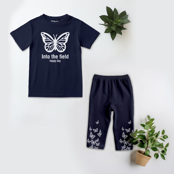 Kids Soft Cotton Butterfly Into The Field Pajama Suit