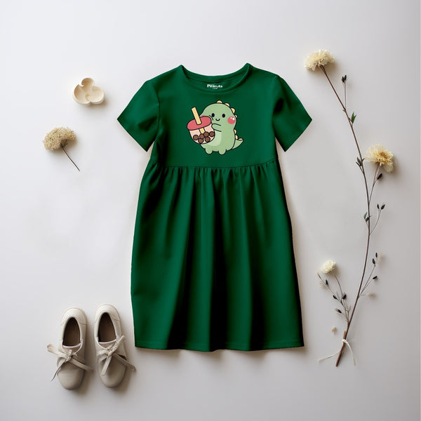 GIRL'S FROCK - MINI DINOSAUR