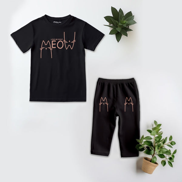 Kids Soft Cotton Meow Pajama Suit