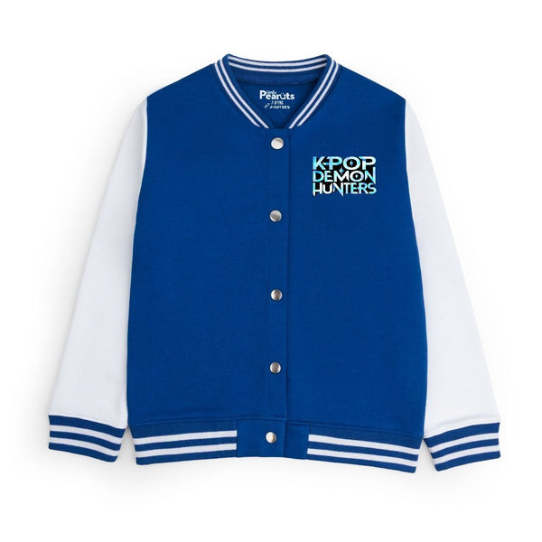 FLEECE BASEBALL JACKET - ROYAL WHITE DEMON HUNTERS FAMILY