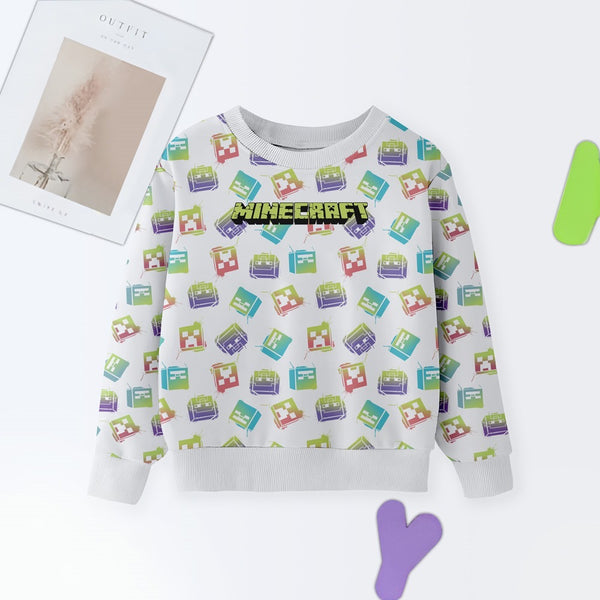 DIGITAL POLYESTER SWEATSHIRT -  WHITE MINECRAFT ALL OVER