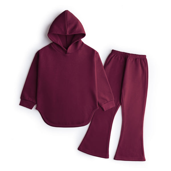 BASIC BURGUNDY - WIDE LEG TRACKSUIT