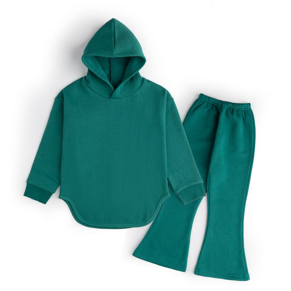 BASIC  FOREST GREEN - WIDE LEG TRACKSUIT