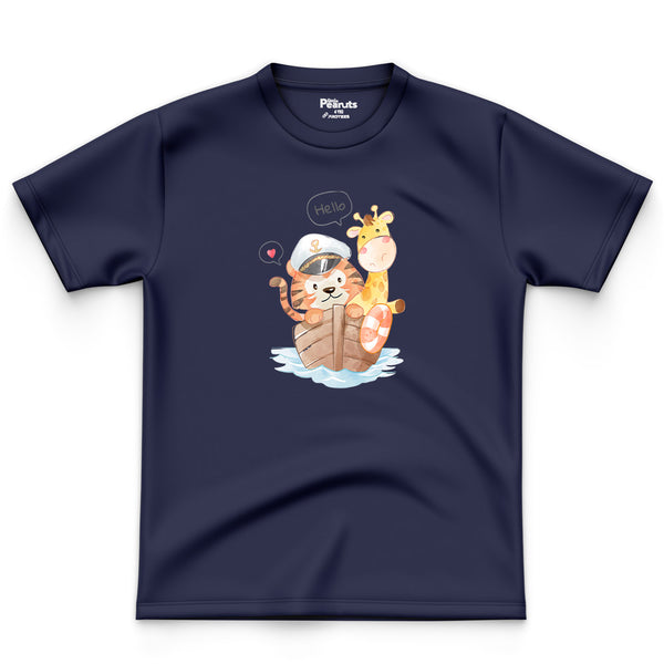 COTTON -  HELLO FOX AND GIRAFFE TEE