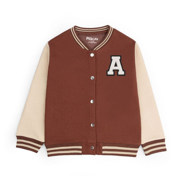 FLEECE BOMBER JACKET - BROWN OFFWHITE A LOGO