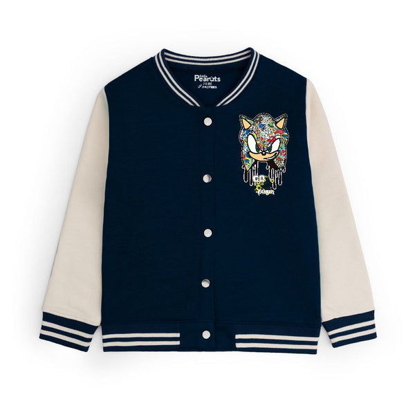 FLEECE BASEBALL JACKET - NAVY OFFWHITE SONIC FRIENDS