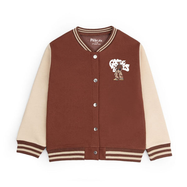 FLEECE BOMBER JACKET - BROWN OFFWHITE GOOSE BUMPS