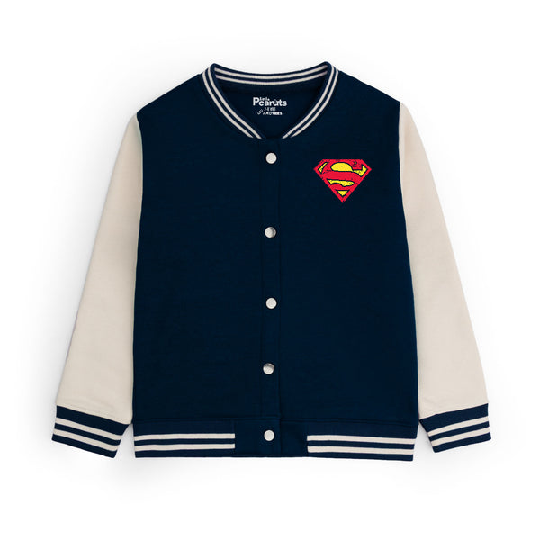 FLEECE BASEBALL JACKET - NAVY OFFWHITE CLASSIC SUPERMAN