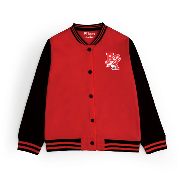 FLEECE BASEBALL JACKET - RED BLACK HELLO KITTY