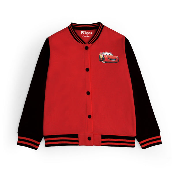 FLEECE BASEBALL JACKET - RED BLACK MC QUEEN
