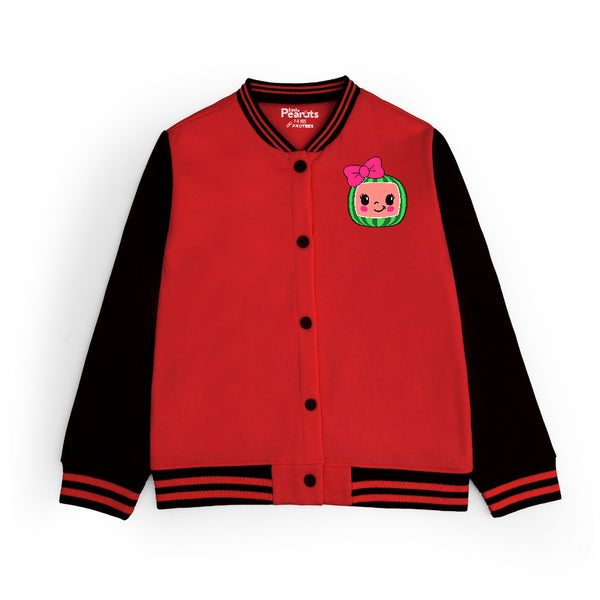 FLEECE BASEBALL JACKET - RED BLACK COCOMELON FAMILY