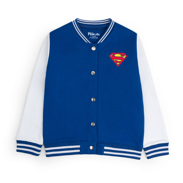 FLEECE BASEBALL JACKET - ROYAL WHITE CLASSSIC SUPERMAN