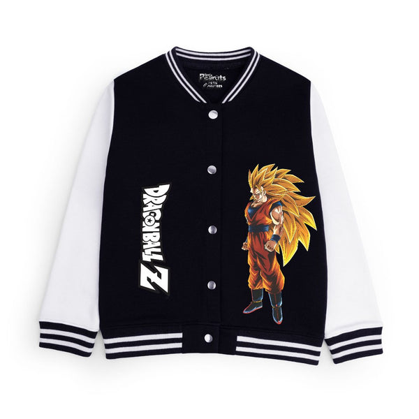 FLEECE BASEBALL JACKET - BLACK WHITE DRAGON BALL Z
