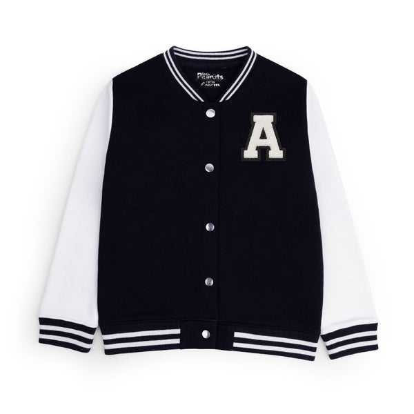 FLEECE BASEBALL JACKET - BLACK WHITE BLACK A LOGO