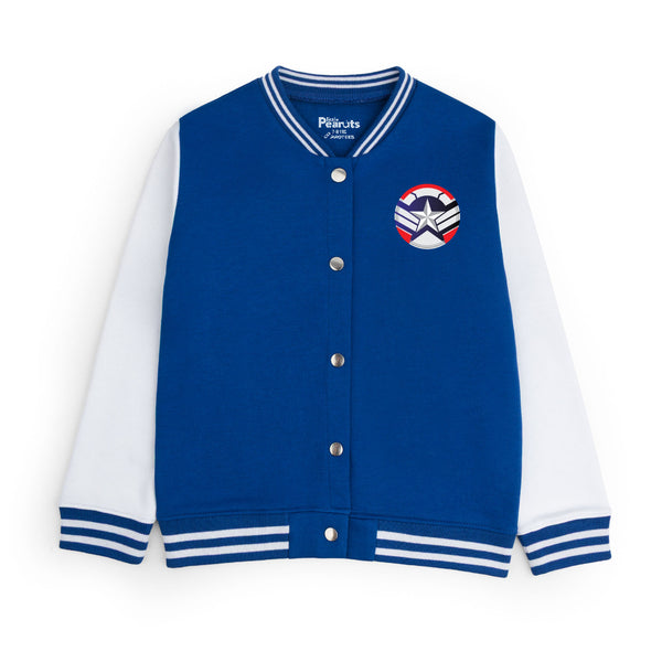 FLEECE BOMBER JACKET - ROYAL WHITE CAPTAIN AMERICA