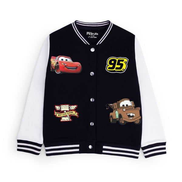 FLEECE BASEBALL JACKET - BLACK WHITE NEXT LEVEL RACING CARS