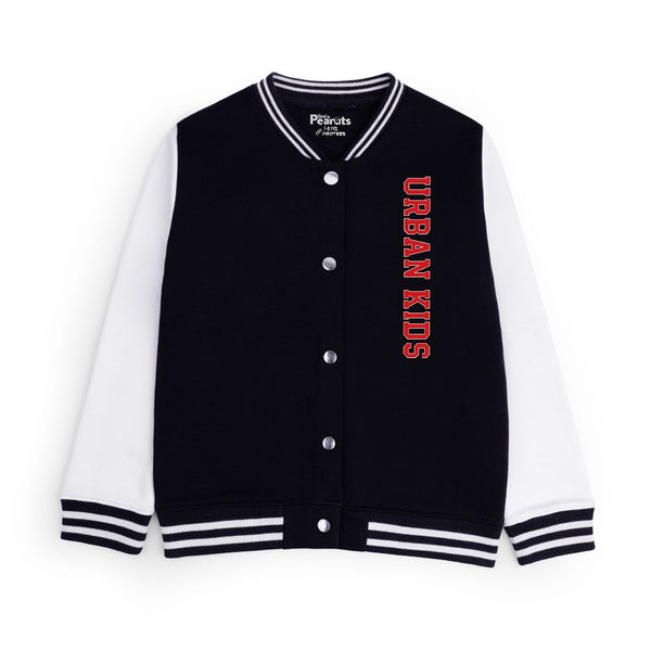 FLEECE BASEBALL JACKET - BLACK WHITE URBAN KIDS
