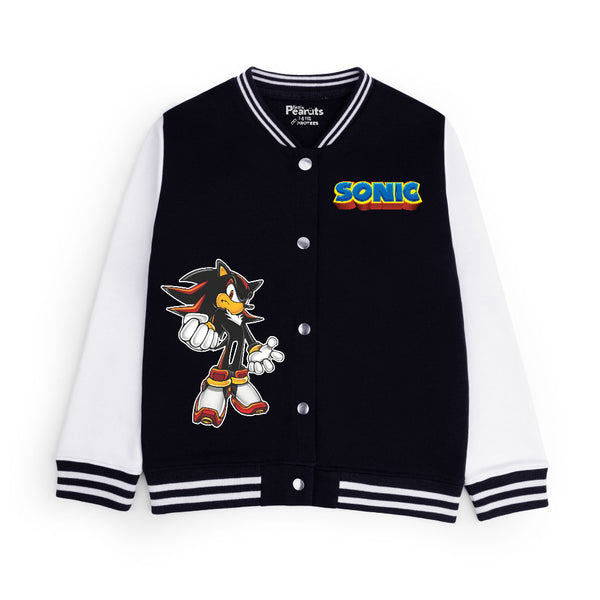 FLEECE BASEBALL JACKET - BLACK WHITE SONIC SHADOW