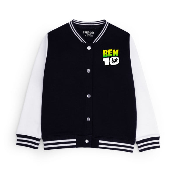 FLEECE BASEBALL JACKET - BLACK WHITE BEN10