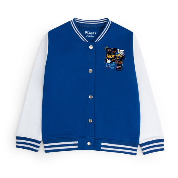 FLEECE BOMBER JACKET - ROYAL WHITE NEW YORK KING