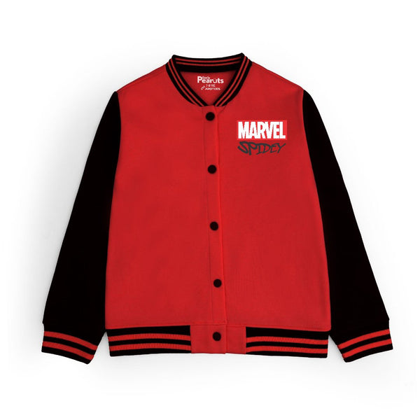 FLEECE BASEBALL JACKET - RED BLACK SPIDEY MARVEL