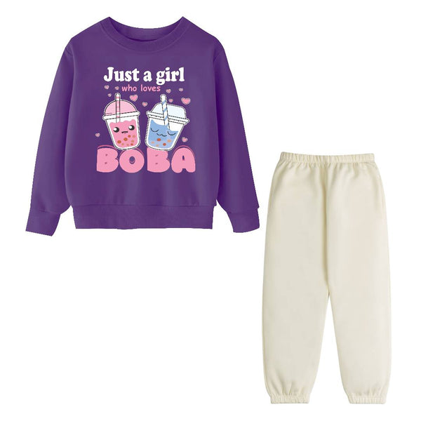 GIRL LOVES BOBA - FLEECE TRACKSUIT