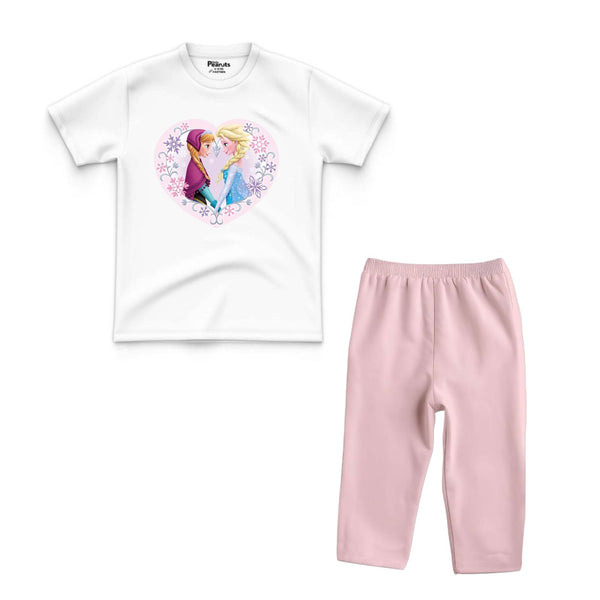 DTF PAJAMA SUIT - ELSA WITH ANNA IN HEART