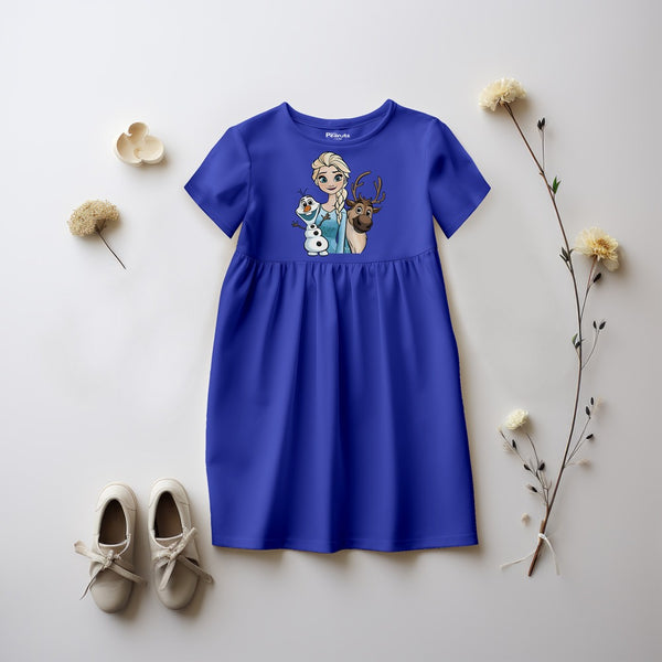 GIRL'S FROCK - ROYAL FROZEN