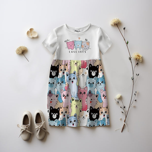 GIRL'S FROCK - PREMIUM LOVE CATS