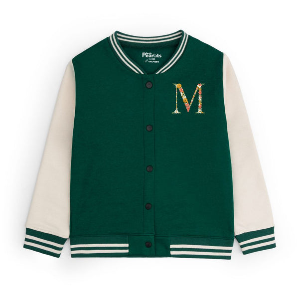 FLEECE BASEBALL JACKET - GREEN OFFWHITE COLORFULL M LOGO