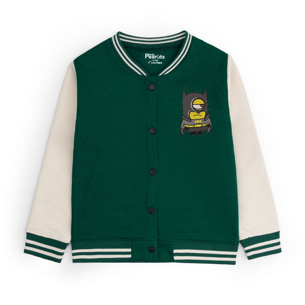 FLEECE BASEBALL JACKET - GREEN OFFWHITE MINION BATMAN