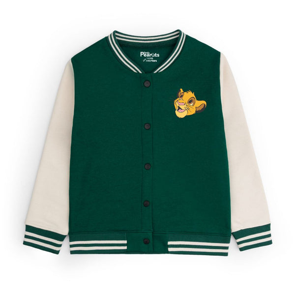 FLEECE BASEBALL JACKET - GREEN OFFWHITE SIMBA