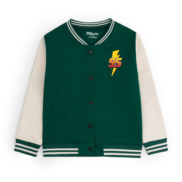 FLEECE BASEBALL JACKET - GREEN OFFWHITE M95 MC QUEEN