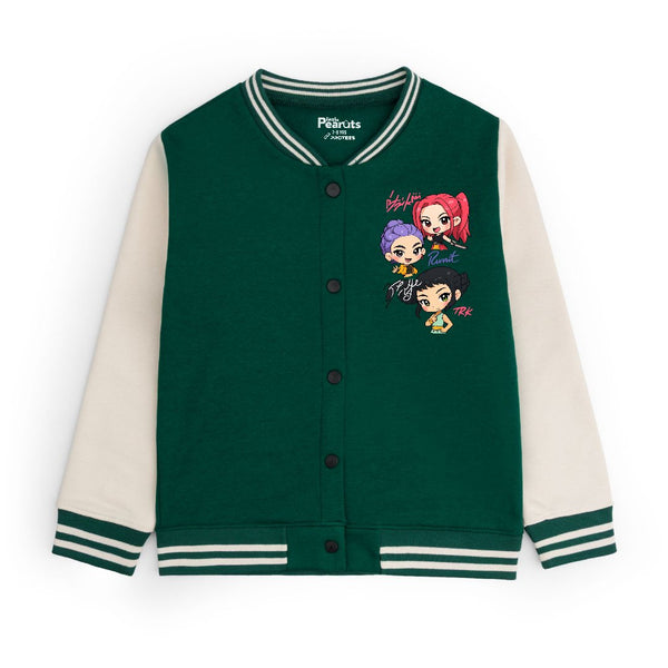 FLEECE BASEBALL JACKET - GREEN OFFWHITE GOOD TO GO GIRLS