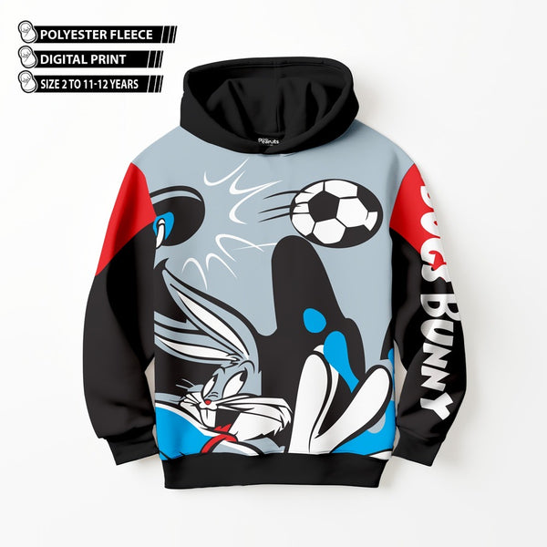 DIGITAL POLYESTER HOODIE - BUGS BUNNY PLAYING FOOTBALL