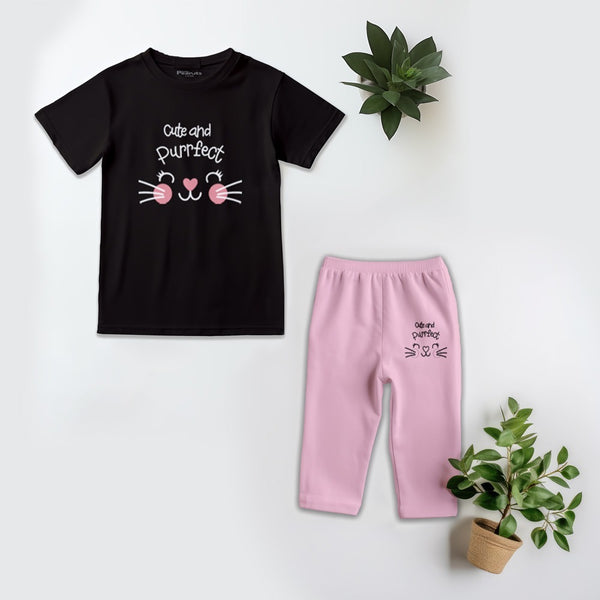 Kids Soft Cotton Cute And Purrfect Pajama Suit