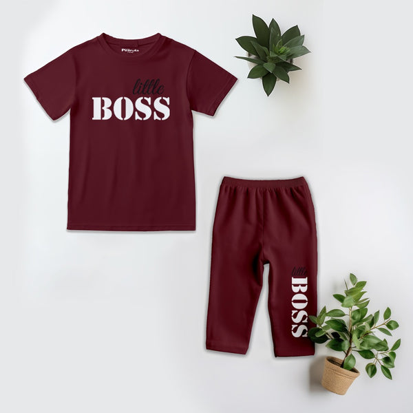 Kids Soft Cotton Little Boss Pajama Suit