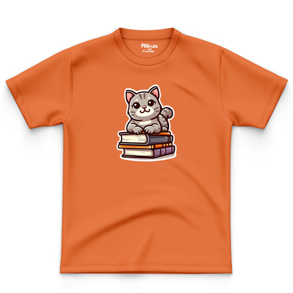 COTTON -  CAT WITH BOOKS TEE